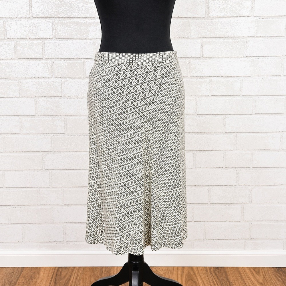 Vtg Banana Republic Silk Bias Cut Geometric Midi Skirt Size 4‎ Retro Mod Minimal